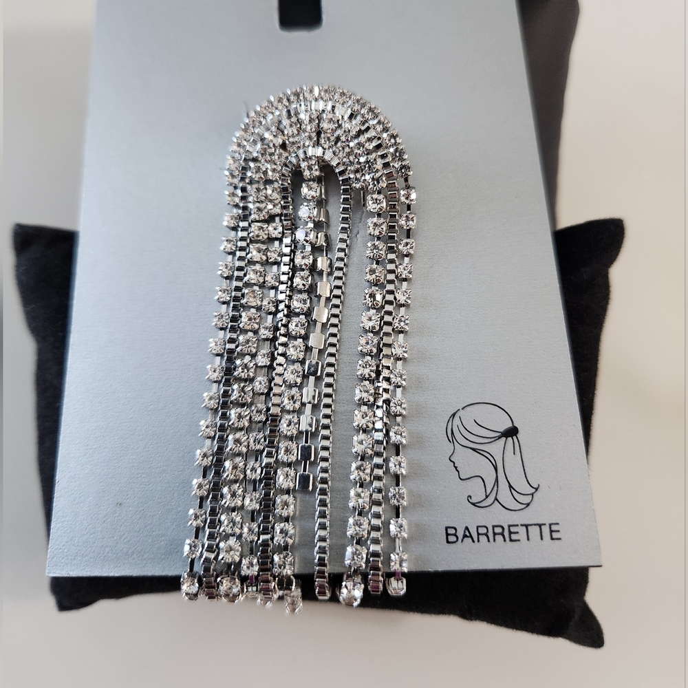 INC Silver-Tone Crystal Barrette clip in